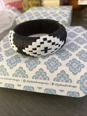 Plunder Black & White Woven Statement Bracelet